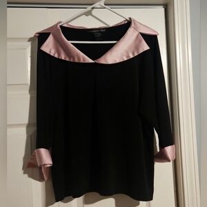 Valentine USA Black Top with Pink Collar And Cuffs